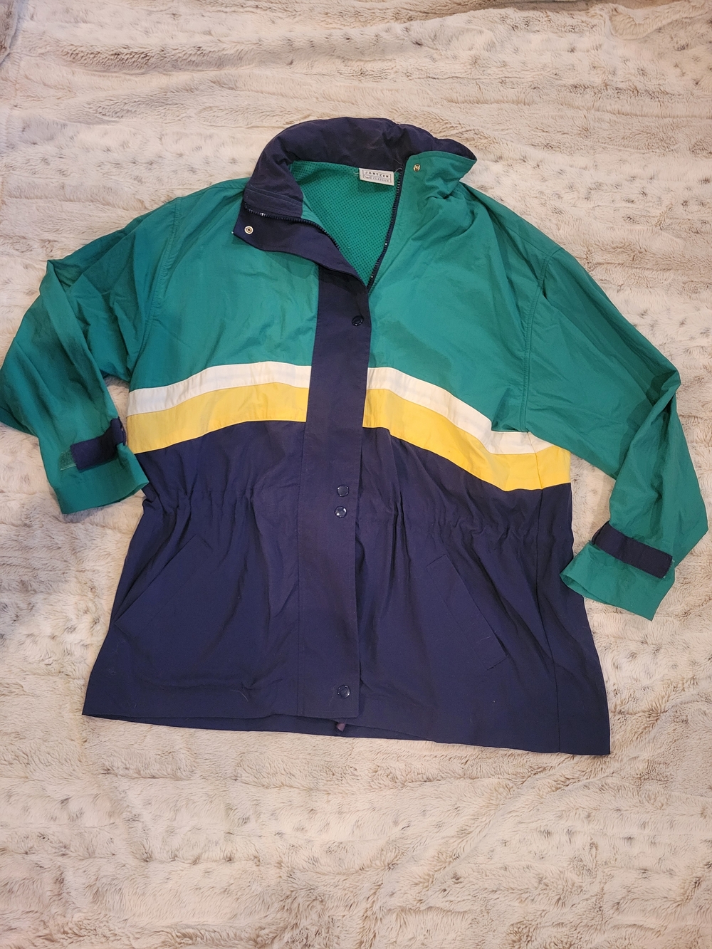 Jantzen Windbreaker Jacket - Teal, Navy & Yellow Colorblock